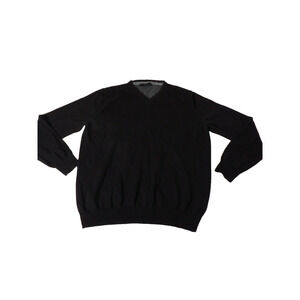 Foxcroft Cashmere Blend Sweater Large Black Pullover V Neck Old Money Capsule